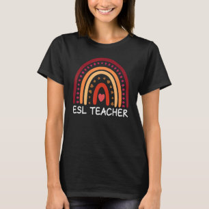 Camiseta Professora do ESL Boho Rainbow De Volta À Escola A