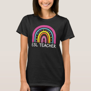 Camiseta Professora do ESL Boho Rainbow De Volta À Escola A