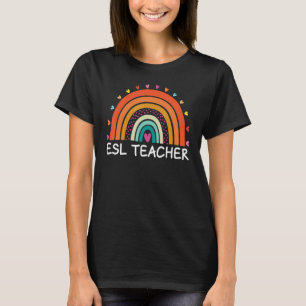 Camiseta Professora do ESL Boho Rainbow De Volta À Escola A