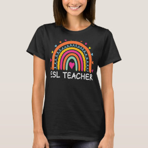 Camiseta Professora do ESL Boho Rainbow De Volta À Escola A