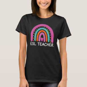 Camiseta Professora do ESL Boho Rainbow De Volta À Escola A