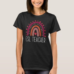 Camiseta Professora do ESL Boho Rainbow De Volta À Escola A