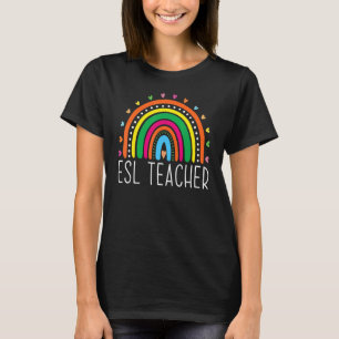 Camiseta Professora do ESL Boho Rainbow De Volta À Escola A