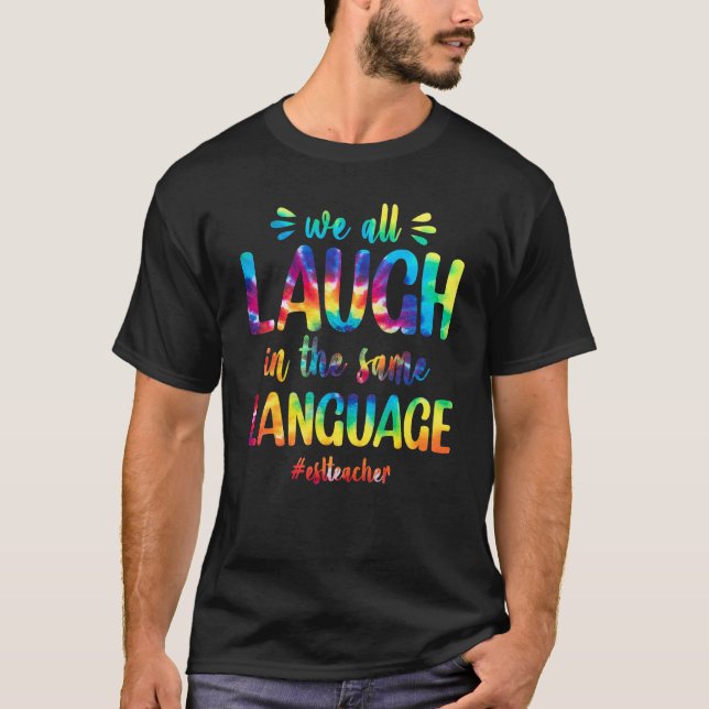 Camiseta Professora Do Esl Todos Rimos Na Mesma Colo De Lín (Frente)