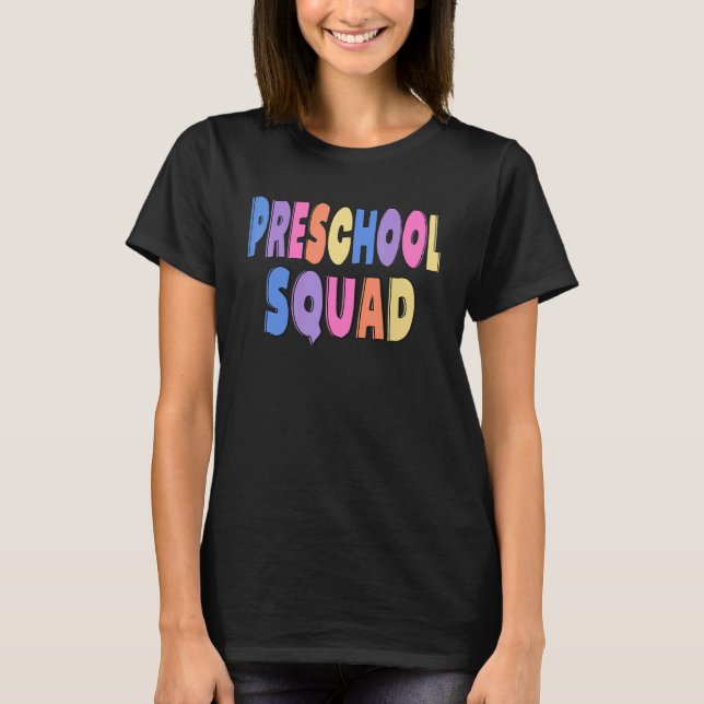 Camiseta Professora Do Esquadrão Pré-Escolar De Volta À Apl (Frente)
