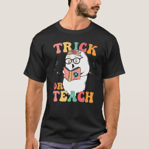 Camiseta Professora do Groovy Halloween descobre traços ret