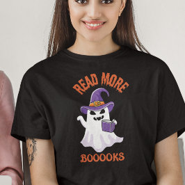 Camiseta Professora do Halloween Lê mais livros fantasma