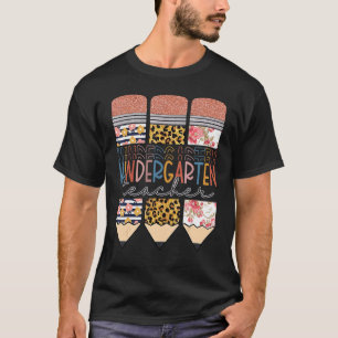 Camiseta Professora Do Jardim Infantil Leopard Pencil De Vo