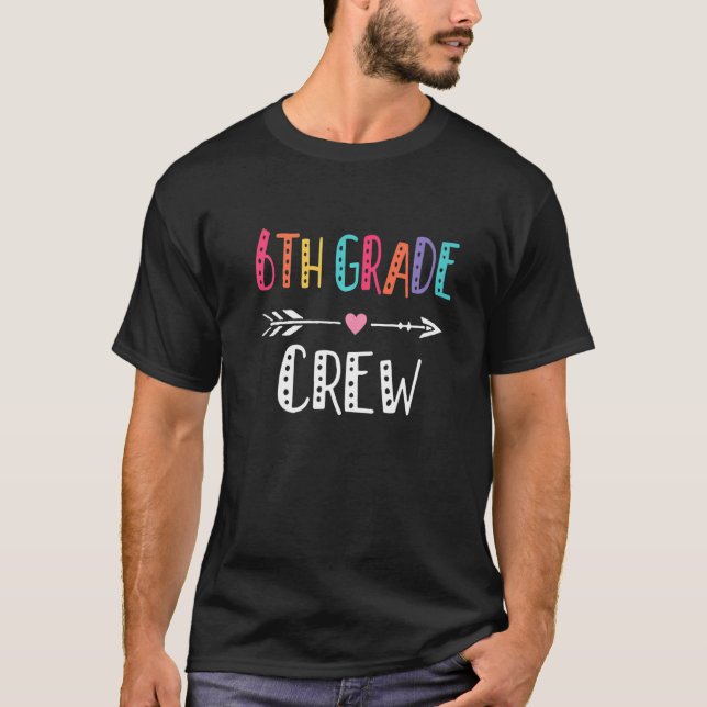 Camiseta Professora do Sexto Grau Equipe de 6 com Seta Fres (Frente)