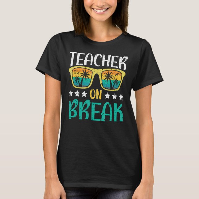 Camiseta Professora Em Break Summer Vacation Beach Primaver (Frente)