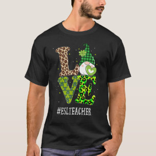 Camiseta Professora Esl Adora Gnomo De Dia de São Patrício 