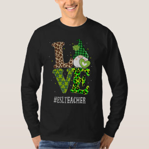 Camiseta Professora Esl Adora Gnomo De Dia de São Patrício 