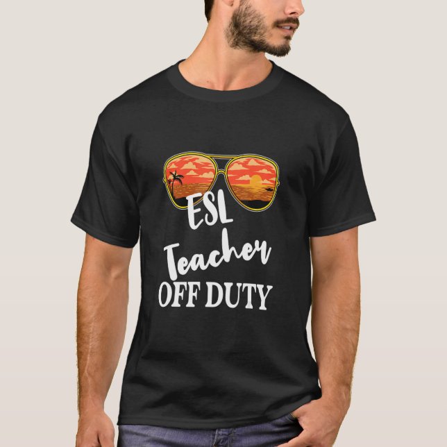 Camiseta Professora Esl Off Duty Sunglass Beach Sunset (Frente)