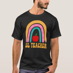 Camiseta Professora Esl Rainbow Pencil Women Back To School