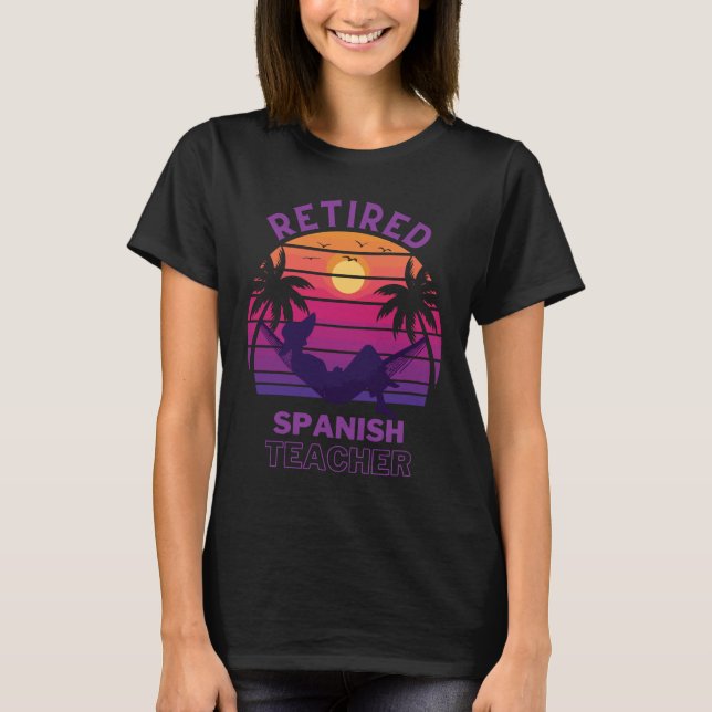 Camiseta Professora espanhola aposentada feminina (Frente)