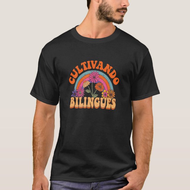 Camiseta Professora Espanhola Bilingue Mae Cultivando Bilin (Frente)