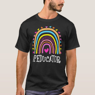 Camiseta Professora Especial de Educação Coração Arco-Íris