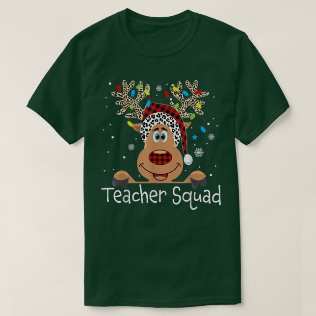 Camiseta Professora Esquadrão Reindeer Engraçado Professor  (Frente do Design)