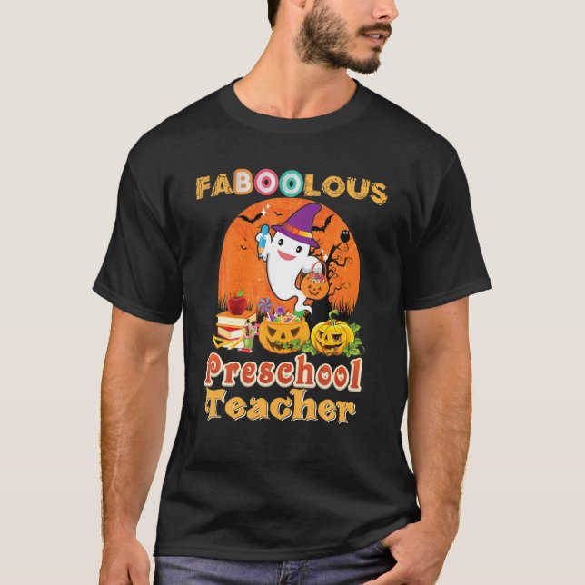 Camiseta Professora Fabulosa do Grau Pré-Escolar Boo Gho (Frente)