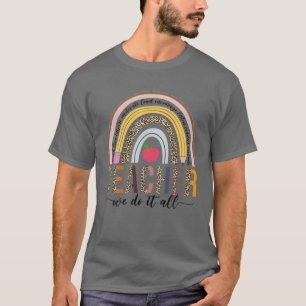 Camiseta Professora Fazemos Tudo Engraçado Leopard Boho Rai