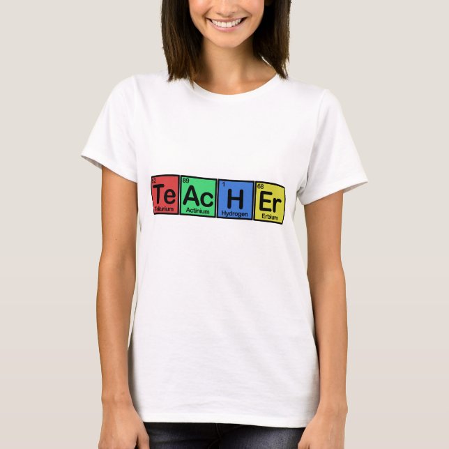 Camiseta Professora feita de cores Elemento (Frente)