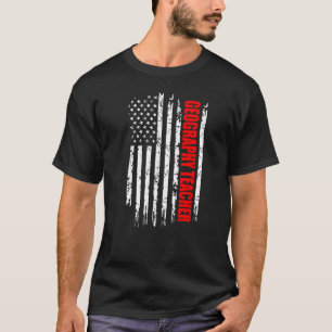 Camiseta Professora Geográfica Norte-Americana Bandeira Pro