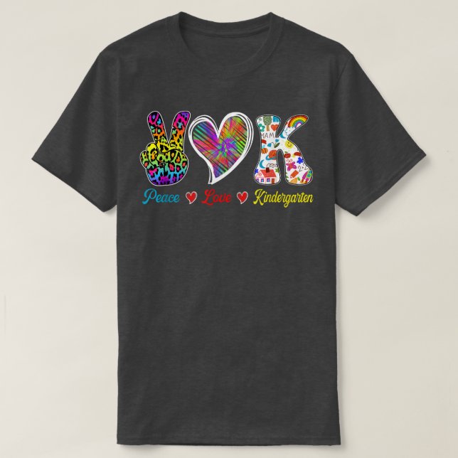 Camiseta Professora Grau Paz Amor Team Kindergarten (Frente do Design)