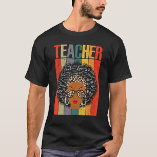 Camiseta Professora História Negra Mês Leopard Messy Bun Af