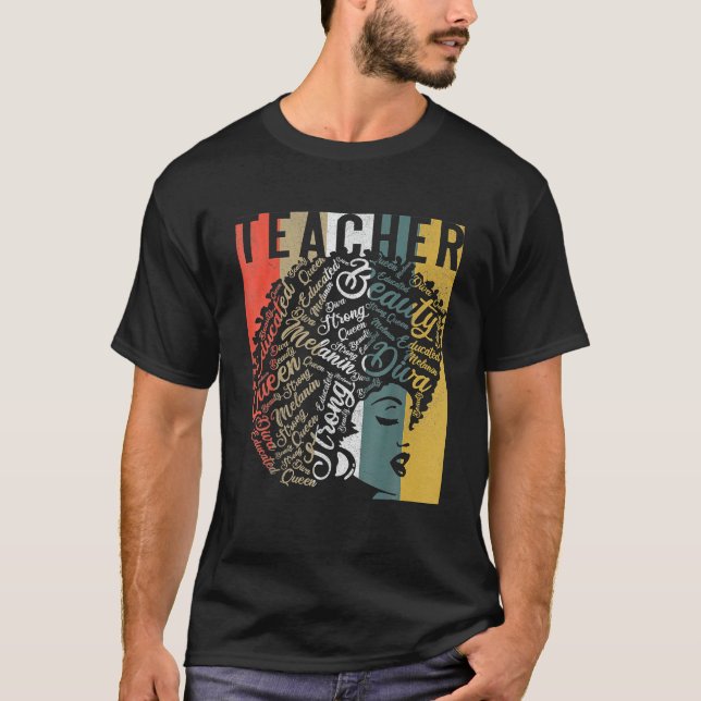 Camiseta Professora História Negra Rainha Melanina Africana (Frente)