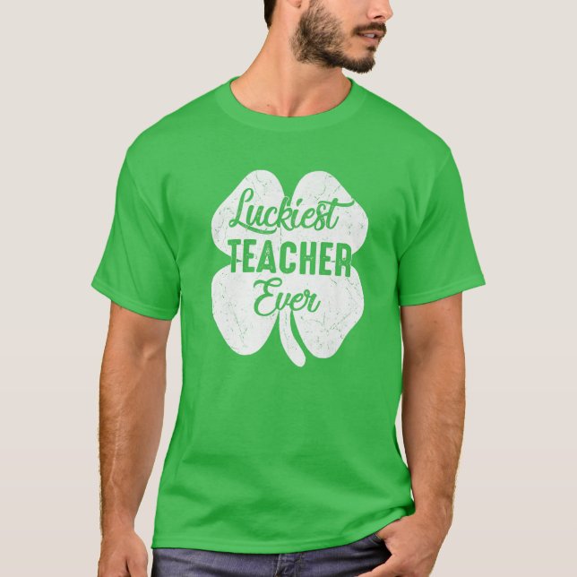 Camiseta Professora Mais Sortuda Do Dia de São Patrício Já  (Frente)