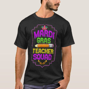 Camiseta Professora Mardi Gras Esquadrão Engraçado Com Másc