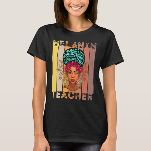 Camiseta Professora Melanin Black Professores Rainha Art Dr (Frente)