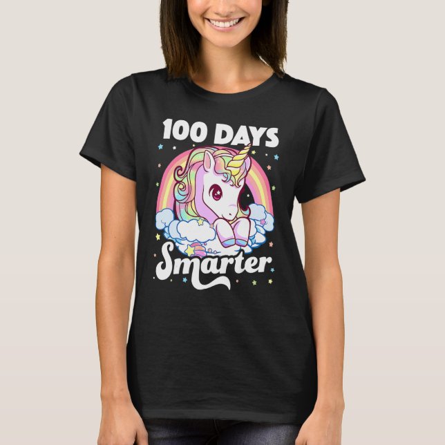 Camiseta Professora Meninas Unicórnio 100 Dias Mais Intelig (Frente)