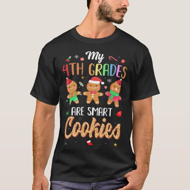 Camiseta Professora Meu 4º Grades São Biscoitos Inteligente (Frente)