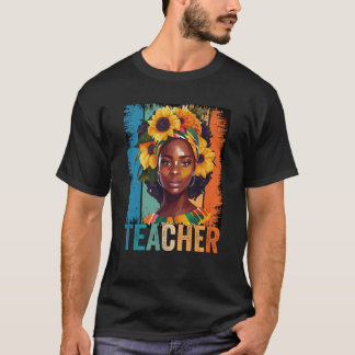 Camiseta Professora negra Afro Melanin Vintage Preto