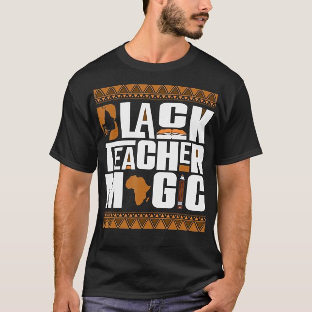 Camiseta Professora Negra Magic Melanin Professora História (Frente)