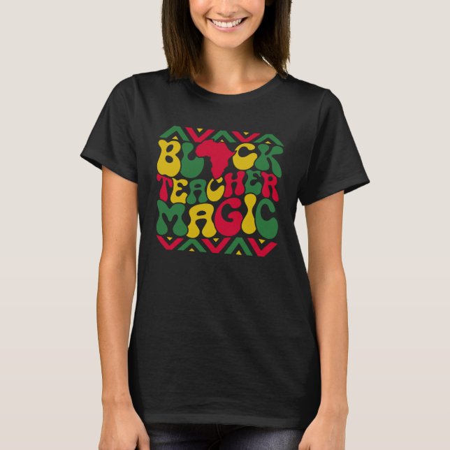 Camiseta Professora Negra Professora Magic Groover História (Frente)