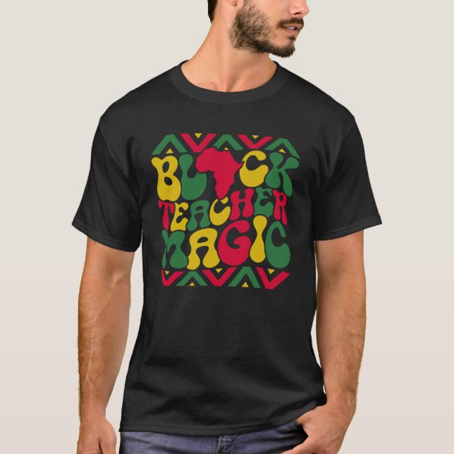 Camiseta Professora Negra Professora Magic Groover História (Frente)