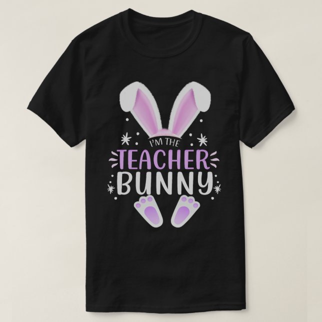 Camiseta Professora Páscoa do Partido Familiar Bunny Face C (Frente do Design)