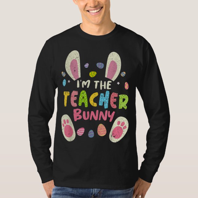 Camiseta Professora Páscoa do Partido Familiar Bunny Face C (Frente)