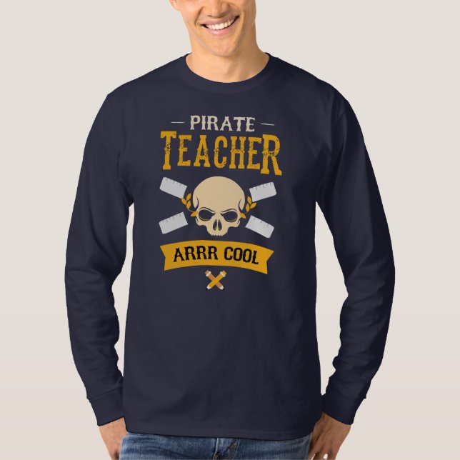 Camiseta Professora Pirata Arrr Legal Rústica do Crânio (Frente)