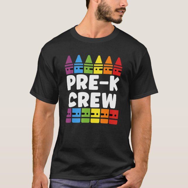 Camiseta Professora Pré-Escolar Tripulante Pré-K De Volta À (Frente)