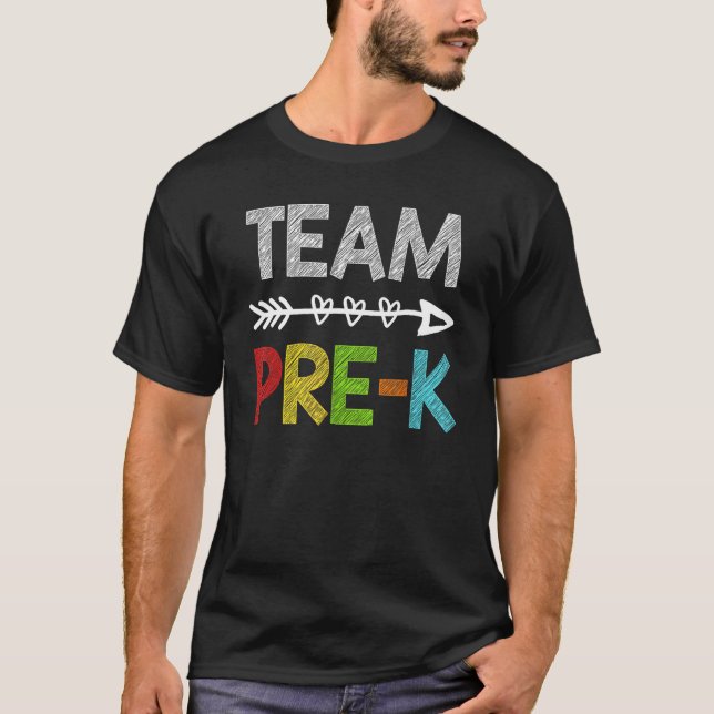 Camiseta Professora Pré-K Da Equipe De Volta À Escola (Frente)