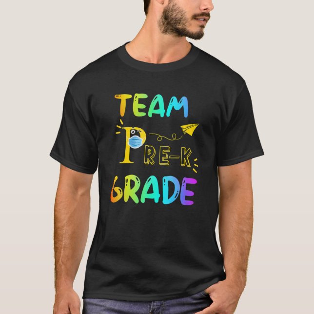 Camiseta Professora Pré-K Da Equipe De Volta À Escola Para  (Frente)