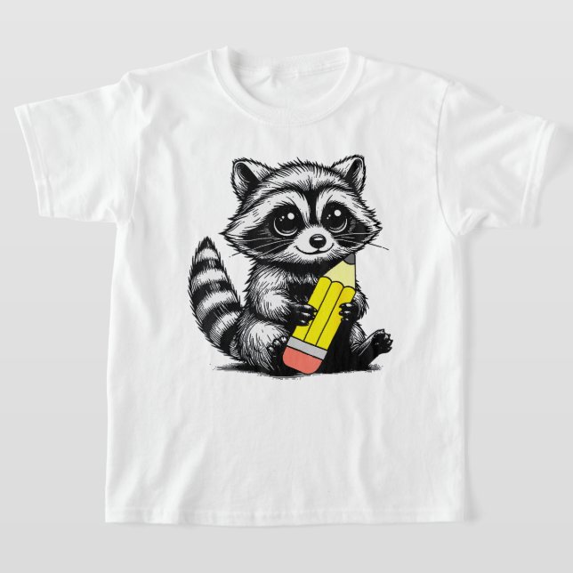 Camiseta Professora Raccoon e Lápis Raccoon (Postura )