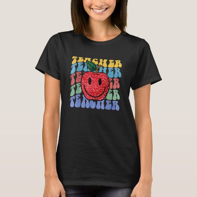 Camiseta Professora Retro Apple Leopard Groové De Volta À E (Frente)