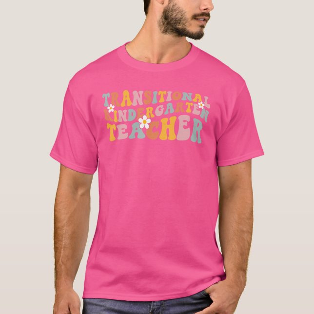 Camiseta Professora Retro Tk Groovy, Jardim de Infância Tra (Frente)