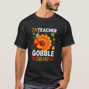 Camiseta Professora TK Gobble Squad Turkey Face Mask ThankG