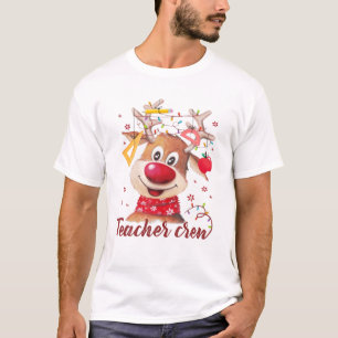 Camiseta Professora Tripulante Rudolph Reindeer Vestindo Lu