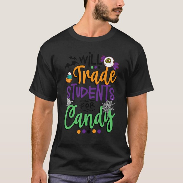 Camiseta Professora Vai Trocar Estudantes Por Candy Happy H (Frente)